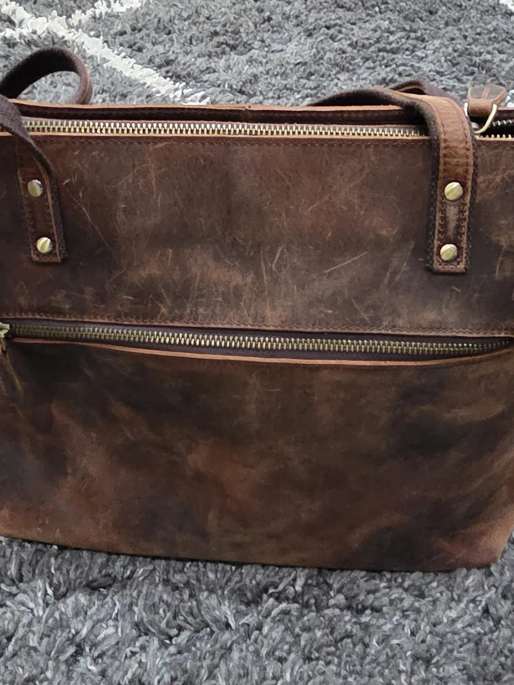S-ZONE Women Vintage Genuine Leather Tote Bag Large Shoulder Purse Work Handbag